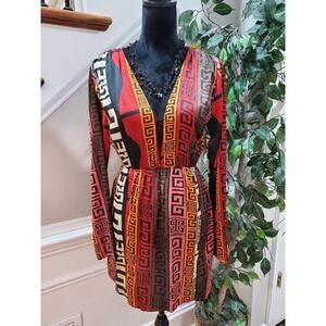 Pretty Little Thing Chocolate Brown Aztec Print Plunge Split Detail Top Dress 4